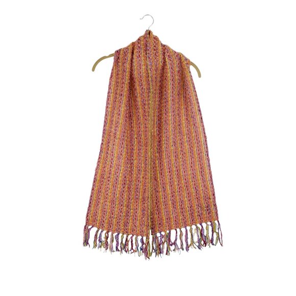 Donegal Design Rectangle Scarf Candy Rainbow Mohair Wool Fringe Made in Ireland - Picture 1 of 5